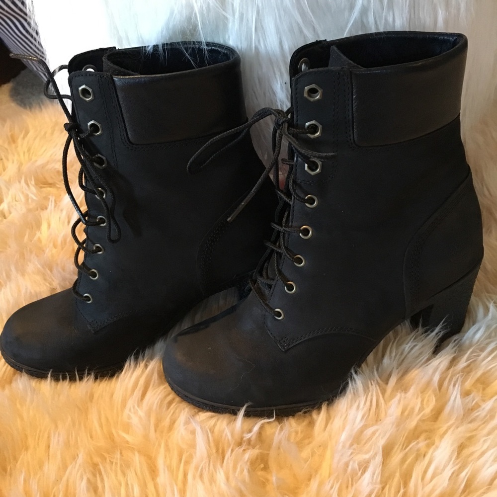 Timberland shoes heeled black boot